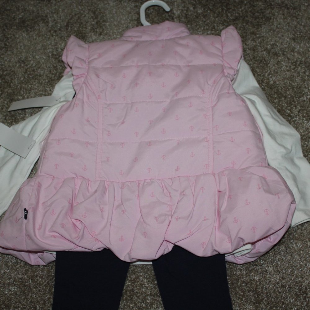 Nautica Girls Puffer Vest 3-Piece Leggings Outfit Baby Size 3-6 24 months 3T NWT - Picture 5 of 6
